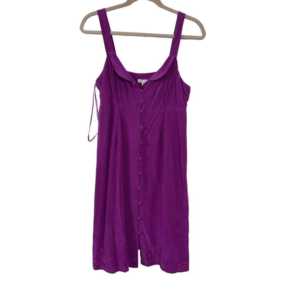 WALTER 100% Silk Button Up Tank Mini Dress in Fuchsia Pink Size 8